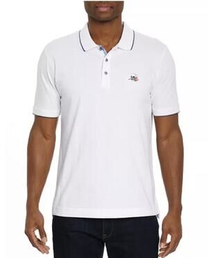 Robert Graham Rossi Short Sleeve Knit Polo Shirt Classic Fit Skull Rose White XL